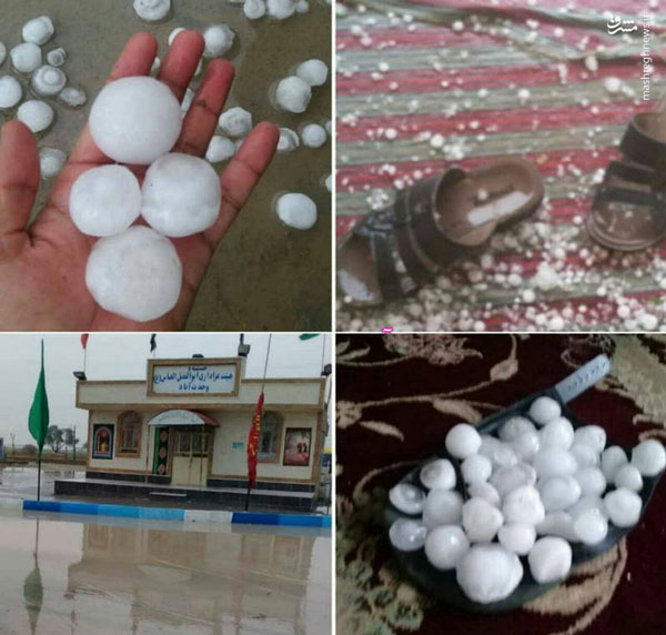 بارش تگرگ‌های تخم‌مرغی در بوشهر