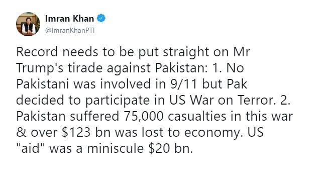 واکنش تند عمران خان به اظهارات ترامپ
