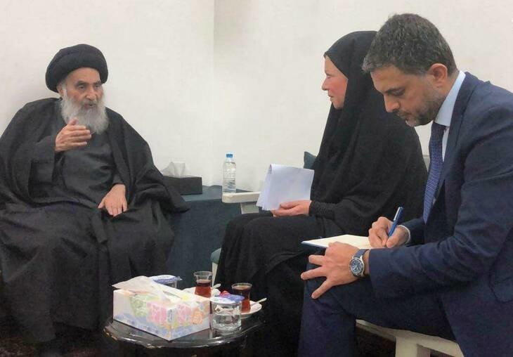 دیدار نماینده سازمان ملل با آیت‌الله سیستانی+ عکس