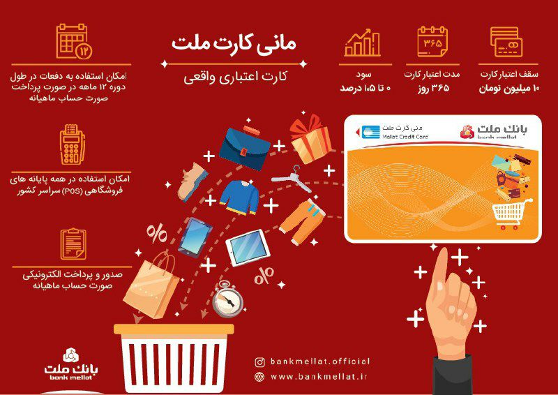مانى كارت ملت، كارت اعتبارى واقعى تا سقف ١٠ ميليون تومان