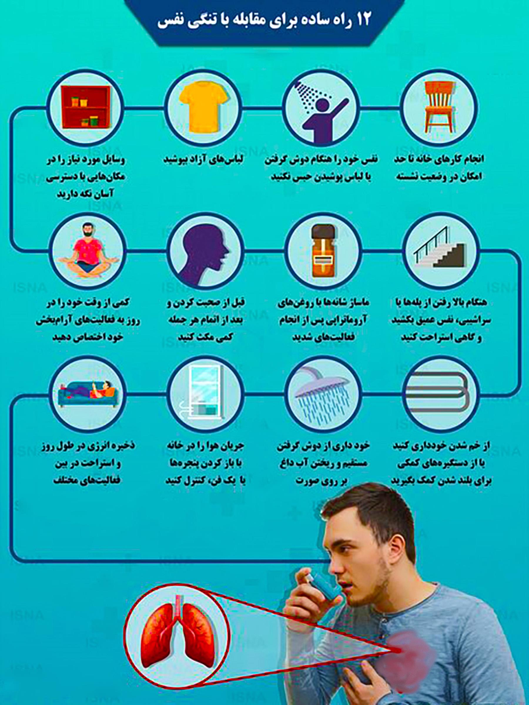 اینفوگرافیک / ۱۲ راه ساده برای مقابله با تنگی نفس