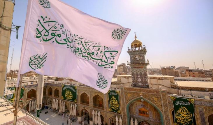برافراشته شدن پرچم غدیر و گل‌آرایی ضریح در حرم علوی+عکس