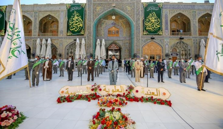 برافراشته شدن پرچم غدیر و گل‌آرایی ضریح در حرم علوی+عکس